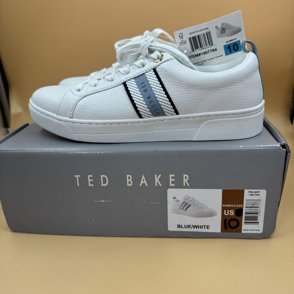 Ted Baker Women s Leather Sneakers, Blue/White, Size 10